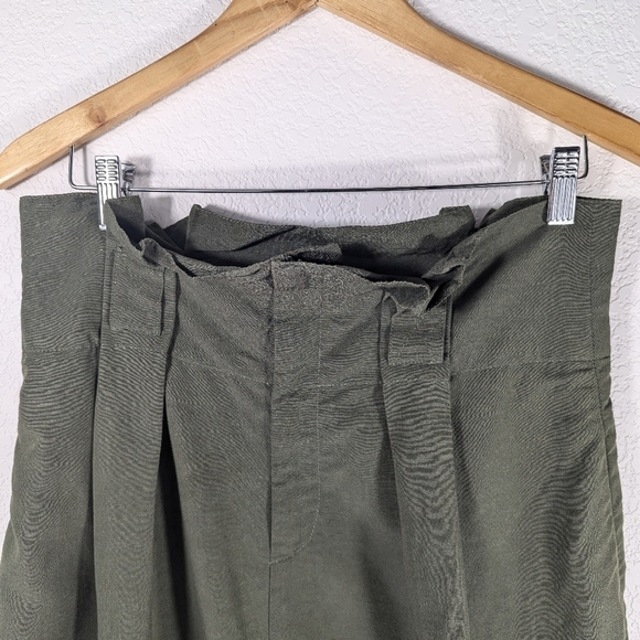 Club Monaco Olive Green Midi Skirt High Waist Linen Blend Size 8 Pockets - Picture 6 of 16